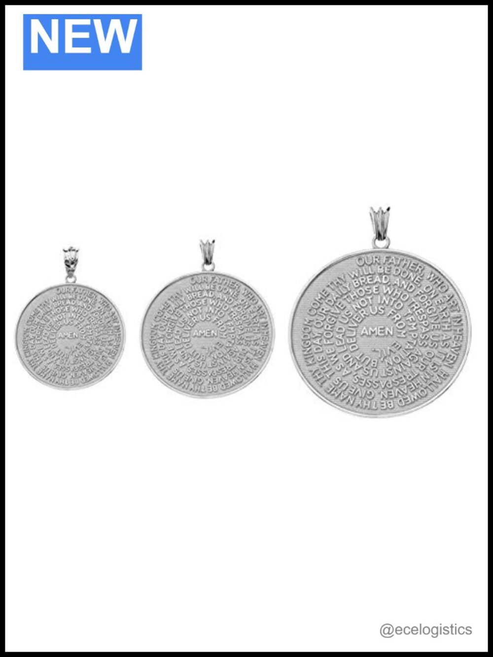 Sterling Silver Lord's Prayer Pendant Necklace